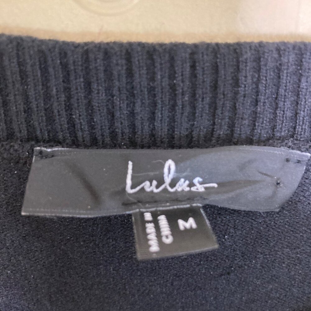 Lulus Beyond Sweet Black Pearl Pleated Mini Dress Knit Medium - Picture 3 of 8